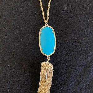 Rayne Gold Long Pendant Necklace In Tuquoise
